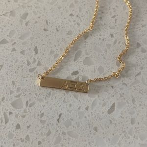 Alpha Xi Delta Greek letters gold necklace